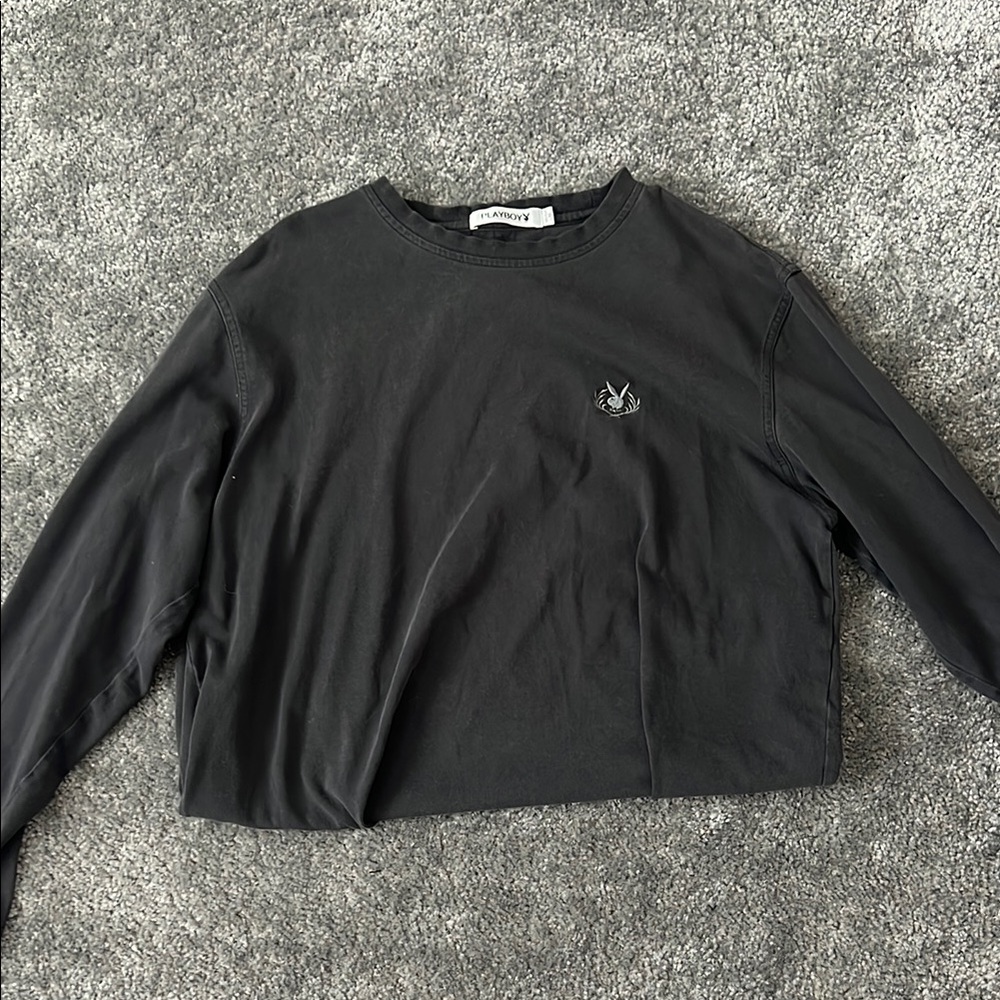 PLAYBOY Black Long Sleeve Tee Minimalist Design